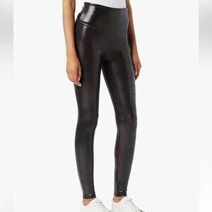 NWT SPANX Women's Faux Leather Croc Leggings chocolate brown Medium